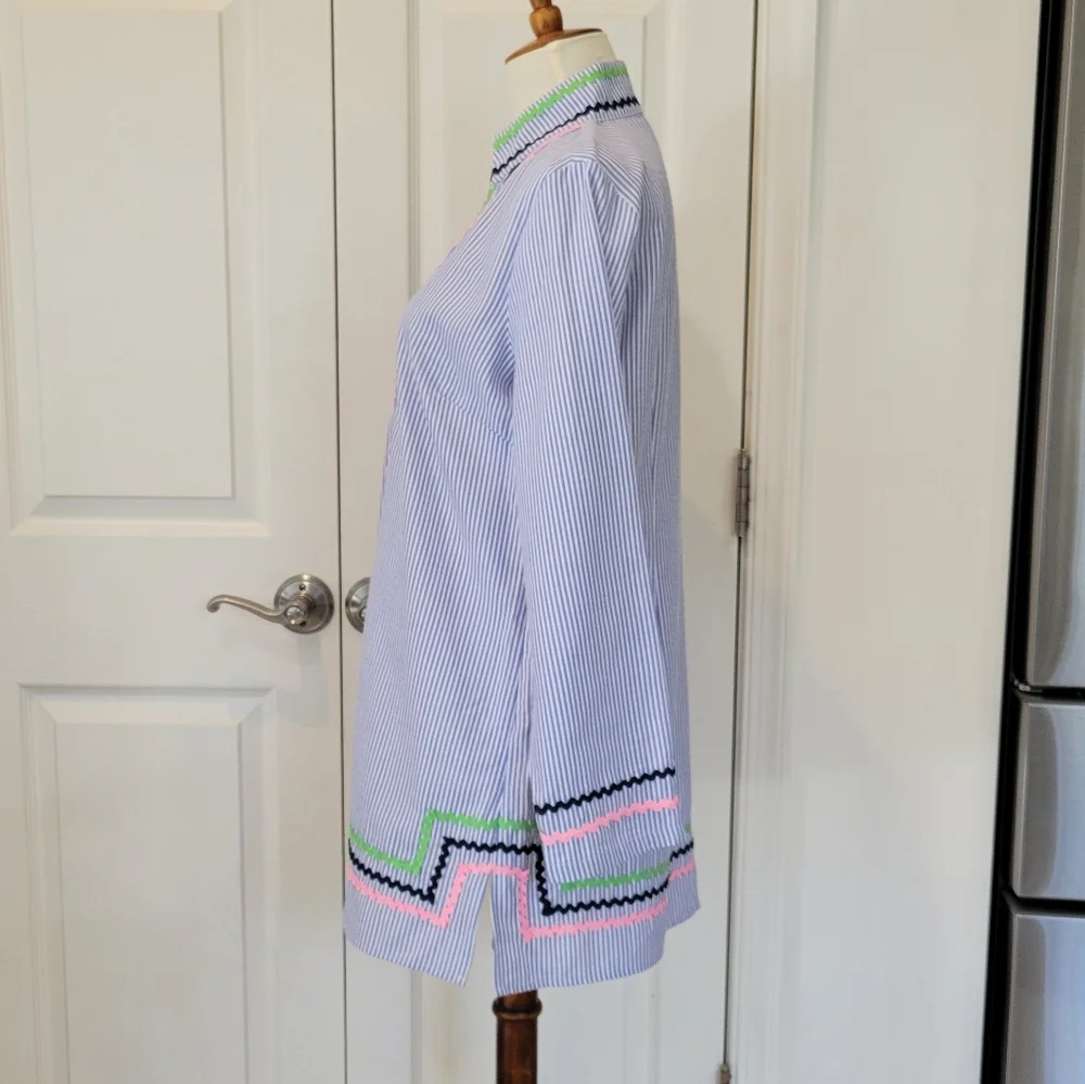 Sail to Sable Seersucker Tunic Top, M - Picture 5 of 12